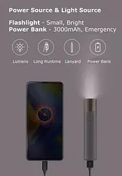 Ліхтарик + павер банк Solove X3S Portable Flashlight USB-C сіро-коричневий (purple) - мініатюра 6