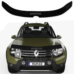 Дефлектор капоту мухобійка Renault Duster II 2018- Євро кріплення Voron Glass