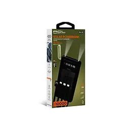 Зовнішній акумулятор Power Bank ACL PW-59 SOLAR 10000 mAh з сонячною панелью та подвійний ліхтар USB-A та USB-C вбудовані кабелі - мініатюра 4