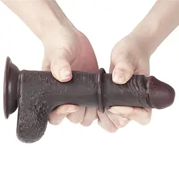 Фалоімітатор із присоскою LoveToy Sliding-Skin Dildo 7 17.5 см коричневий - мініатюра 17