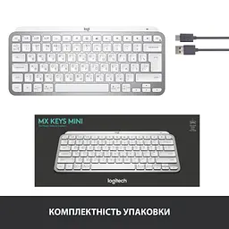 Клавіатура Logitech MX Keys Mini Wireless Illuminated UA Pale Grey (920-010499) - мініатюра 10