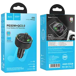 АЗП FM модулятор Hoco E82 Guerrero PD30W+QC3.0 (2USB-A/1C) Black - мініатюра 6
