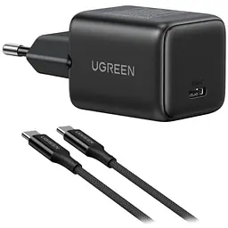 Зарядний пристрій Ugreen USB-C PD 30 Вт GaN + кабель USB-C — USB-C чорний (65012) - мініатюра 2