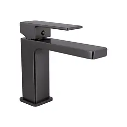 Змішувач для умивальника Qtap Gemini QTGEM270GMB45676 Gunmetal Black PVD Шліфований чорний хром