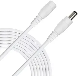 Кабель подовжувач 5м для ip-камери, роутера, медіаконвертера, безперебійника 5 метрів 12В DC12V Power Extension Cable 5.5*2.1мм тато-мама (білий) - мініатюра 1