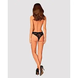 Мереживні трусики із заниженою талією Obsessive Estiqua panties M/L, чорні - мініатюра 4