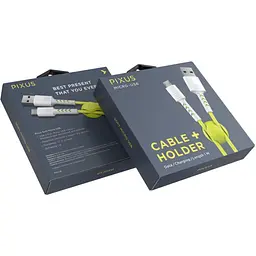 Дата кабель USB 2.0 AM to Micro 5P 1.0m Soft white/lime Pixus (4897058531176) - мініатюра 5