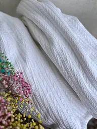 Покривало Zeintex Косичка бавовняне біле 160х210 см - мініатюра 4