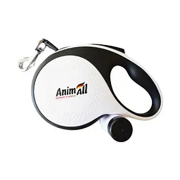 Повідець-рулетка AnimAll з диспенсером для собак вагою до 30 кг 5 м біла