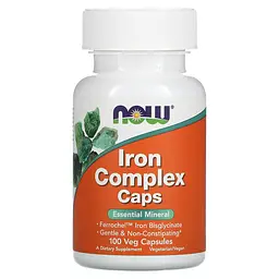 Вітаміни та мінерали NOW Iron Complex, 100 вегакапсул