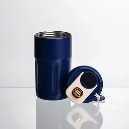 Термочашка Coffee 400 мл з ремінцем і датчиком температури Yiwu синій - мініатюра 4