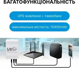 Повербанк для маршрутизатора WGP MINI DC 10400mah 5v 9v 12v 32.56Wh White - мініатюра 4