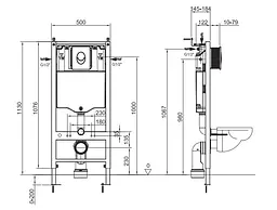 Інсталяція для унітазу Koer KT-0407 500x126x1150mm, без панелі змиву KR5341 - мініатюра 5