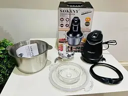 Багатофункціональний міні-блендер подрібнювач Sokany SK-7020 чаша 2л 400Вт Сірий/Чорний - мініатюра 6