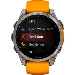 Смарт-годинник Garmin Fenix 8 AMOLED Sapphire 47mm Titanium with Spark Orange/Graphite Silicone Band (010-02904-10) [115077] - мініатюра 8