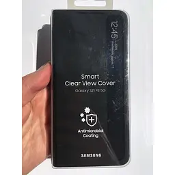 Оригінальний чохол-книжка для Samsung Galaxy S21 FE (G990) S-View Clear View Smart Cover Черный EF-ZG990CBEGRU - мініатюра 3