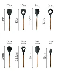 Кухонний набір Silikone Kitchen Set чорний з силікону з бамбуковою ручкою з 12 предметів - мініатюра 6