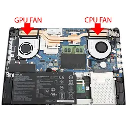 Вентилятори для Asus FX505 FX506 FX705 FX706 series, (пара CPU+GPU, 13NR00S0M11111, 13NR00S0M12011) - мініатюра 6