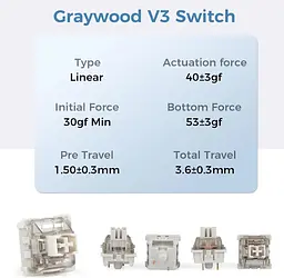 Клавіатура ігрова механічна Aula Mechanical F-75 wireless White ENG/UKR Gasket Greywood V3 switch Hot-Swap - мініатюра 7