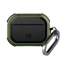 Чохол для навушників Apple AirPods Pro 2 2022, оливковий, Panzer, протиударний захисний кейс з TPU та полікарбонату, посилені стінки, захист від подряпин, пилу та ударів, легкий та компактний, з карабіном для кріплення, ArmorStandart (ARM82754)