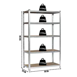 Стелаж LEOBRO Premium 180 х 90 х 30 см, 175кг/полиця, 5 полиць (LB-R103) - мініатюра 2