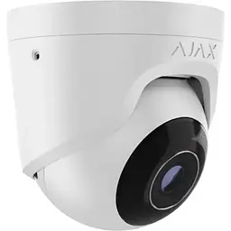 IP-камера Ajax дротова TurretCam, 8мп, 2.8мм, Poe, True WDR, IP 65, ІЧ 35м, аудіо, кут огляду 100° до 110°, купольна, біла - мініатюра 2