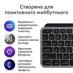Комплект (Клавіатура та Миша) Logitech MX Keys S Combo for Mac (920-012845) Space Grey - мініатюра 3