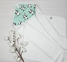 Дитячий рушничок-куточок 80х80 a.l.babybox Панди акробати Білий - мініатюра 4