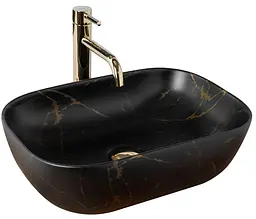 Умивальник Rea Belinda 33,5x46,5 black marble matt (REA-U8908), Матова