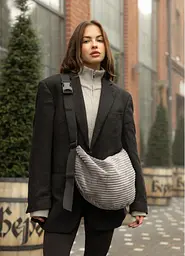 Жіноча сумка Sambag HOBO Bag-glove тканева графітова 50 × 28 × 5 см (53400809) - мініатюра 5
