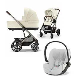 Коляска Cybex Balios 3 в 1 Seashell Beige автокрісло Cloud T i-Size Plus Platinum White + адаптори