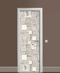 Декор дверей Наклейка вінілова Квадрати ПВХ орнамент з ламінацією Сірий 65х200 см Happy Pocket Z184973