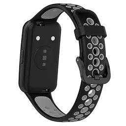 Силіконовий ремінець Primolux Perfor Classic для фітнес браслета Huawei Band 7- Black Grey - мініатюра 2