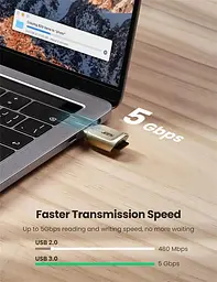 Картрідер USB-C UGREEN CM331 пристрій читання карт Micro SD Тип C TF 2Tb 5Gbps Light Golden (80124) - мініатюра 2