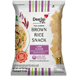 Снеки Deejai Thai Jasmine Brown Rice Snack з коричневого рису зі смаком баранини 70 г