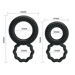 Ерекційне кільце Baile Cock Rings, набір 2 шт (чорний) - мініатюра 6