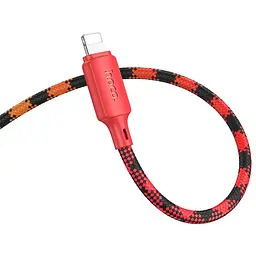 Дата кабель Hoco X116 Meridian USB to Lightning 2.4A (1m) Gradient Red Mix - мініатюра 4