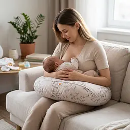 Подушка для годування дитини Лежебока Рогалик 150 см бязь з полістирольними кульками Гілочки сірі - мініатюра 2