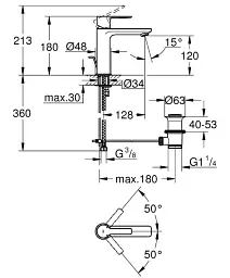 Змішувач для умивальника Grohe Lineare S-size одноважільний Хром 30412 - мініатюра 4