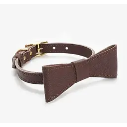 Шкіряний нашийник для собак "Caviar" XS коричневий з бантиком (обхват шиї 25-30см)