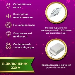 Гірлянда-штора Роса 200 LED розмір 3*2 м, мультиколор GarlandoPro 173301ML - мініатюра 23