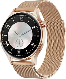 Смарт-годинник Fitpolo DR03 з AMOLED 1.27" дисплеєм Bluetooth дзвінками водонепроникний IP68 з підтримкою Android IOS круглий бронзове золото (SKU-141)