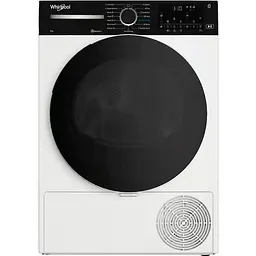 Whirlpool Сушильна машина тепловий насос, 9кг, A+++, 60см, дисплей, люк чорний, білий
