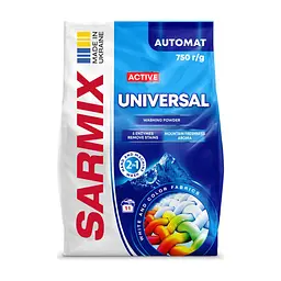 Пральний порошок Sarmix Active Universal для всіх типів прання 750 г (4820268104106)