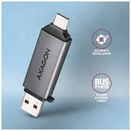 Зчитувач флеш-карт AXAGON USB-C + USB-A to SD/microSD 5Gbps gray (CRE-DAC) - мініатюра 6