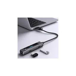 Концентратор XoKo USB-C 5-in-1 USB 3.0 + USB 2.0 + SD/TF + RJ45 100Mbps silver (XK-AC-350) - мініатюра 3