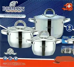 Універсальний набір каструль з кришками Bohmann BH-06-295 із нержавіючої сталі 6 предметів - мініатюра 3