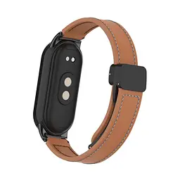 Ремінець для фітнес-браслета Grand змінний браслет шкіряний для Xiaomi Band 8 з магнітною застібкою коричневий - мініатюра 3