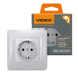 Розетка Videx BINERA 2ая із заземленням кремова (VF-BNSK1G-SS) - мініатюра 4