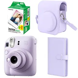 Набор камера Fujifilm Instax Mini 12, Фотобумага 20шт, Чехол, Фотоальбом 108 фото Фиолетовый